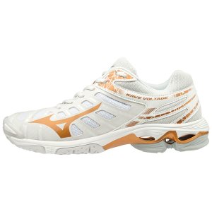 Mizuno Wave Voltage Παπουτσια Βολλευ Γυναικεια - Ασπρα/Χρυσο Χρωμα